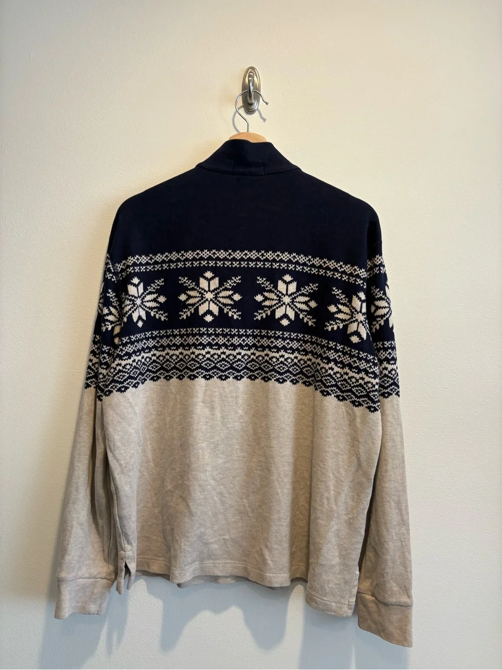 Polo Ralph Lauren || Snowflake Estate Rib Pullover Nordic Pattern Navy Cream M